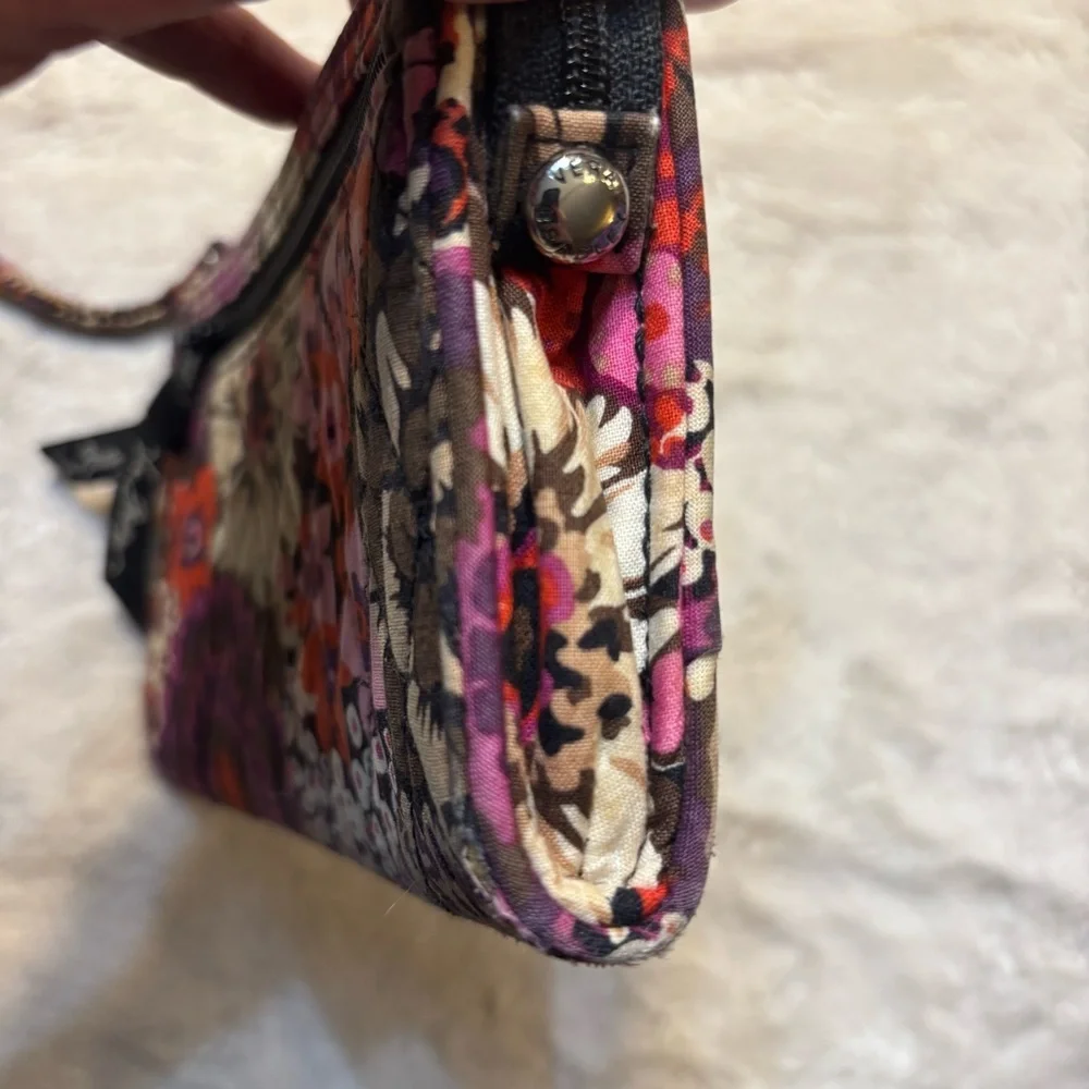 Vera Bradley Wristlet Wallet Floral Fabric Purple Pink Tan Red Cream Zipup